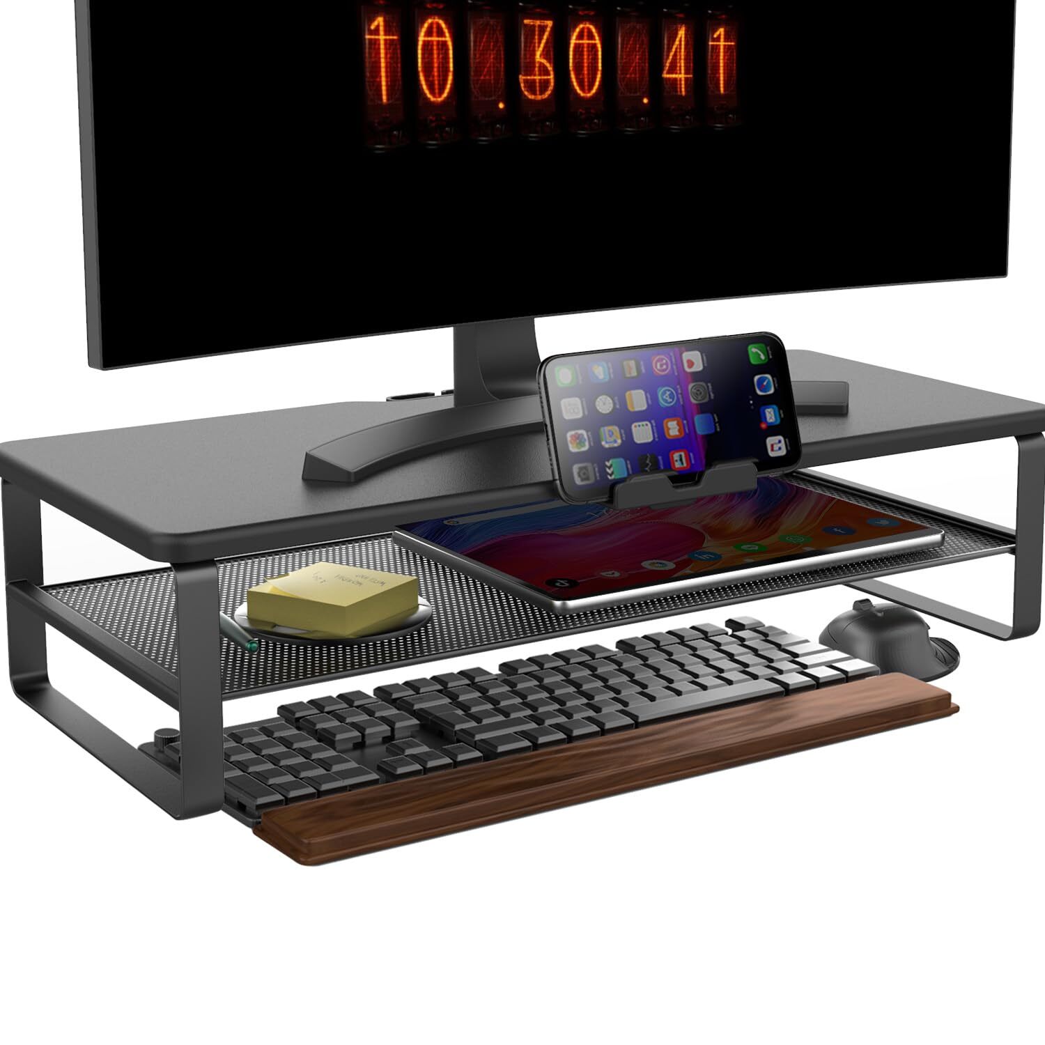 Monitor Stand With Drawer 2tier Monitor Stand Riser With Phone Holder And Cable-image