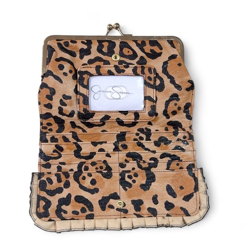Jessica Simpson Leopard Print Bag Wallet Clutch Purse Evening Bag - Picture 5 of 6