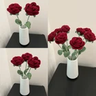 Artificial Knitted Rose Flowers Wedding Handheld Crocheted Woven Floral Bouquet