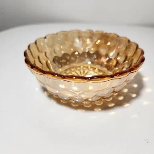 Vintage Anchor Hocking Peach / Orange Iridescent Bubble Bowl