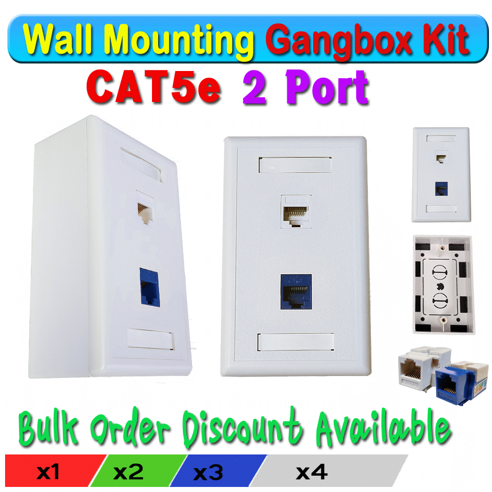 Cat5e Cat6 Network Junction Wall Surface Plate Box Kit Hide Wire Low