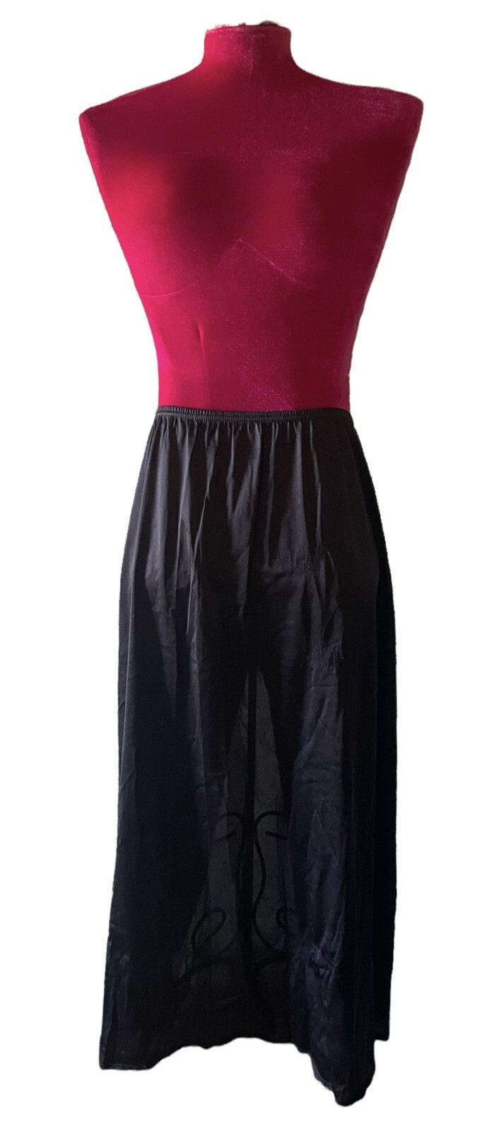 VINTAGE VASSARETTE Long Black Half Slip 32” Large Hig… Gem
