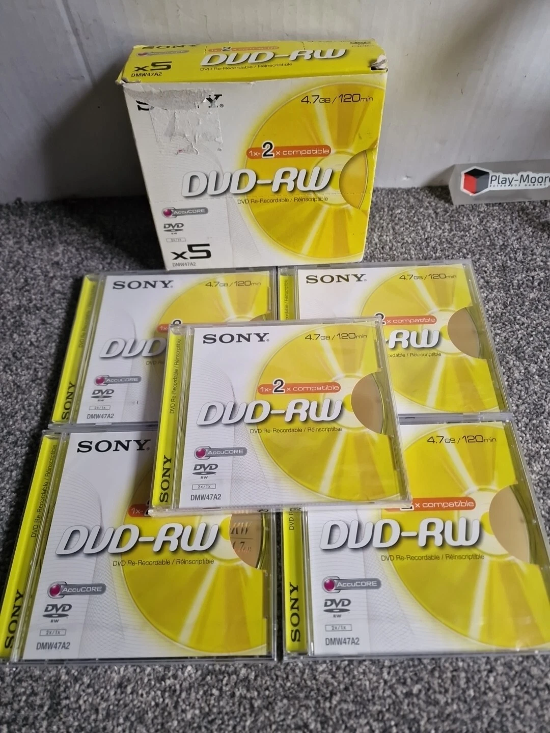 5 x Sony DVD-RW 4,7GB/120 Min DVD Re-Recordable DMW47A2 - Neu & Versiegelt Inhalt - Bild 1 von 2