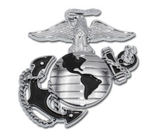 New U.s. Marine Corps Usmc Premium Anchor With Black Accent Chrome Auto Emblem