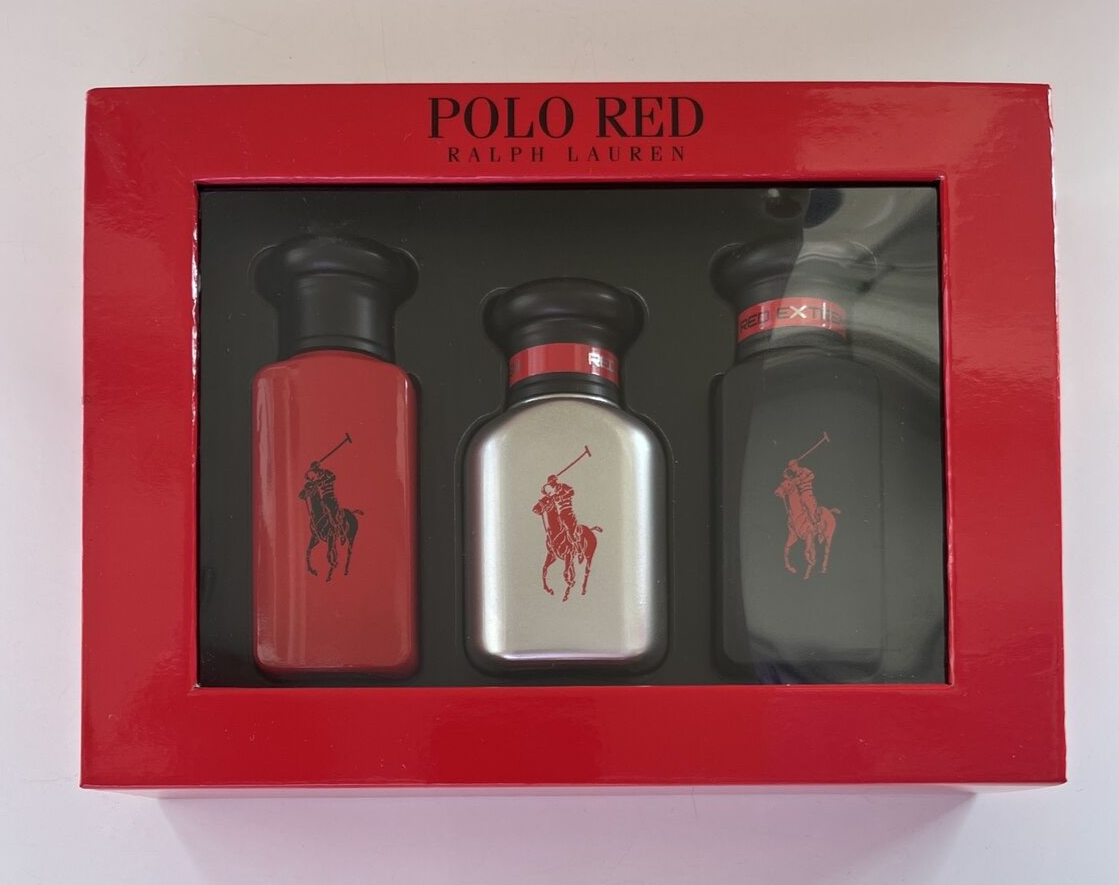 Ralph Lauren 3 Piece Gift Set for Men Polo Red & Rush Eau De Toilette