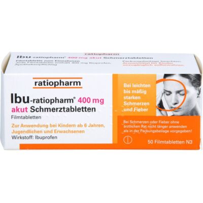IBU-RATIOPHARM 400 mg akut Schmerztbl.Filmtabl. 50 St PZN10019621