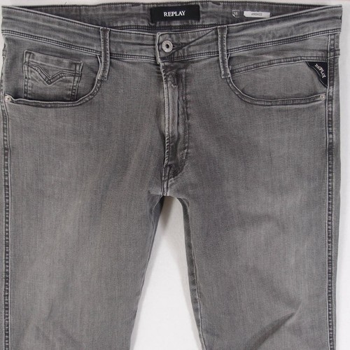Mens Replay M914 ANBASS Stretch Slim Tapered Grey Jeans W36 L32 eBay