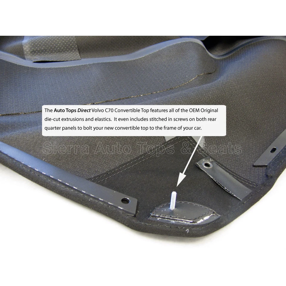Tapa convertible Volvo C70 para 1999-2006, negro alemán A5, ventana de cristal Foto 3 de 4