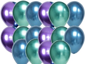 picture Purple Blue And Green Balloons details about 12 pc chrome balloon kit shiny balloons purple blue green mermaid free ship