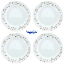Target Rosanna WISHING YOU MERRY CHRISTMAS 10.25" Dinner Plate Set 4 Gold Italy