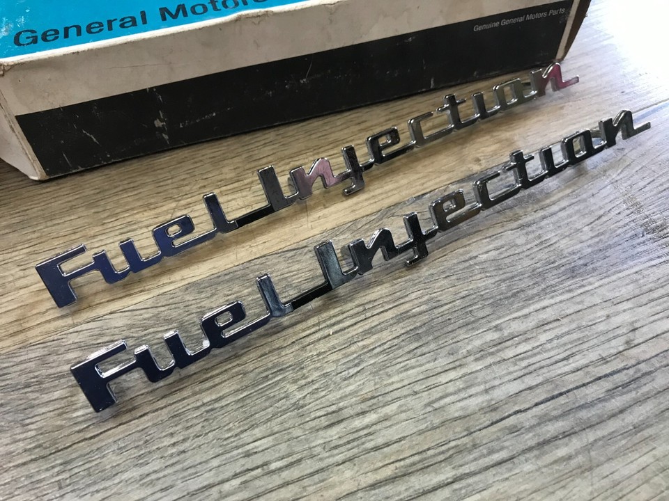 Ford Fuel Injection Emblems 1957 CORVETTE C1 NOS GM FUEL INJECTION SCRIPT FENDER EMBLEM SET 3742212 ...
