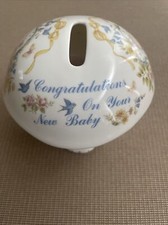 Congratulations On Your New Baby Piggy Bank Blue Ceramic Mushroom Coin Bank