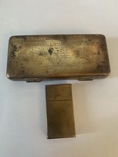 Antique Rare Collectible Gillette Safety Razor Patented Advertised Brass Box X2