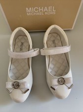 Michael Michael Kors Bow Glitter Ballet Flats Shoes Toddler Girls White Size 1
