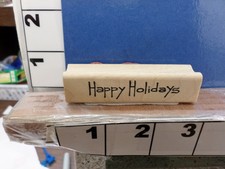 happy holidays saying NEW rubber stamp 34w