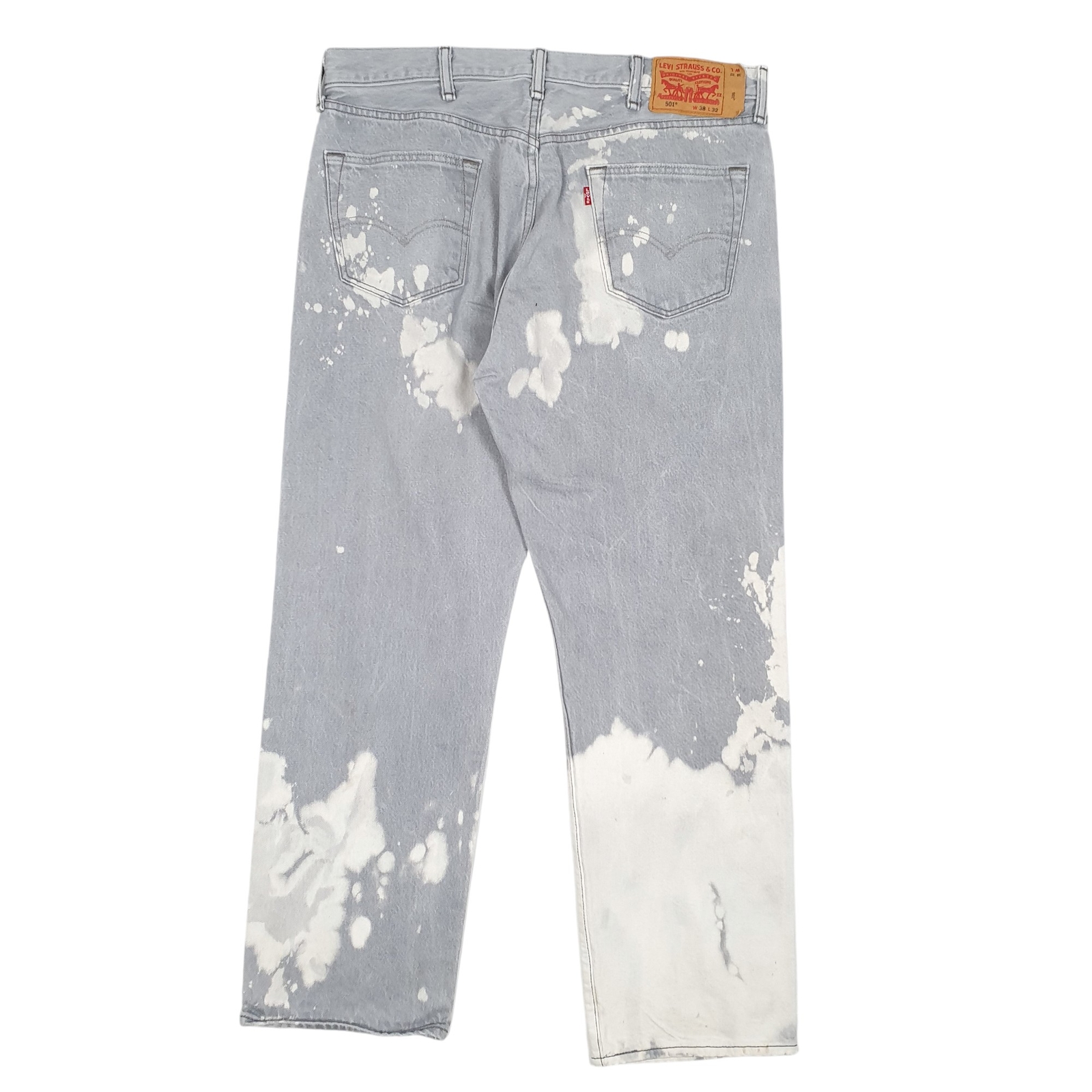 LEVIS 501 Jeans Original Fit Blue Denim Trousers Mens Acid Wash Punk W38 L30 image 3