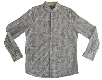 Perry Ellis Slim Fit Shirt Mens Large Long Sleeve Dress Shirt Cotton Dot Print