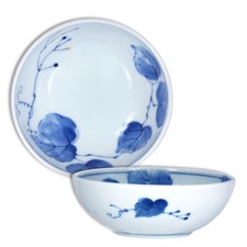 SET of 2 Japanese 4.75"D Rice Soup Cereal Sauce Bowls Kinazuna Floral JAPAN MADE