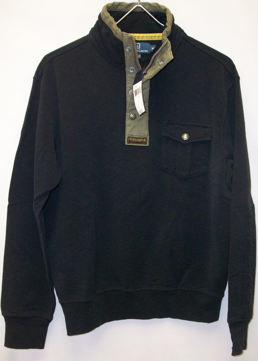 Polo Ralph Lauren Men's Blue French Terry Mock Neck Sweatshirt