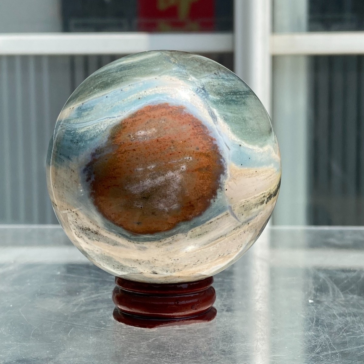 378g Natural Colourful Ocean Jasper Crystal Sphere Mineral