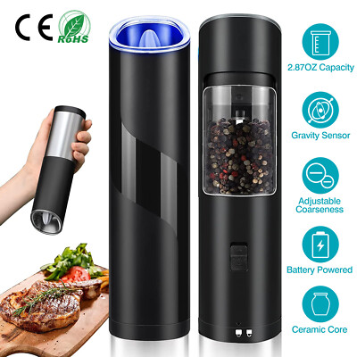 Automatic Gravity Sensor Electric Salt Pepper Mill Grinder LED Light Adjustable