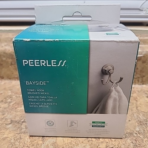 New Peerless Bayside Brushed Nickel Double Towel Hook Bathroom Kitchen SIDE35-BN