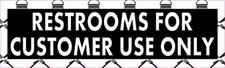 10x3 Restrooms for Customer Use Only Sticker Vinyl Restaurant Door Window Sign