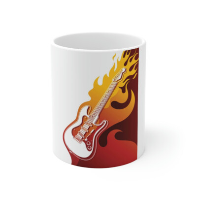 Flamming Guitar Ceramic Mug 11oz