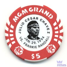 $5 LIMITED EDITION Julio Cesar Chavez MGM GRAND HOTEL COLLECTOR CHIP, 1994 *I