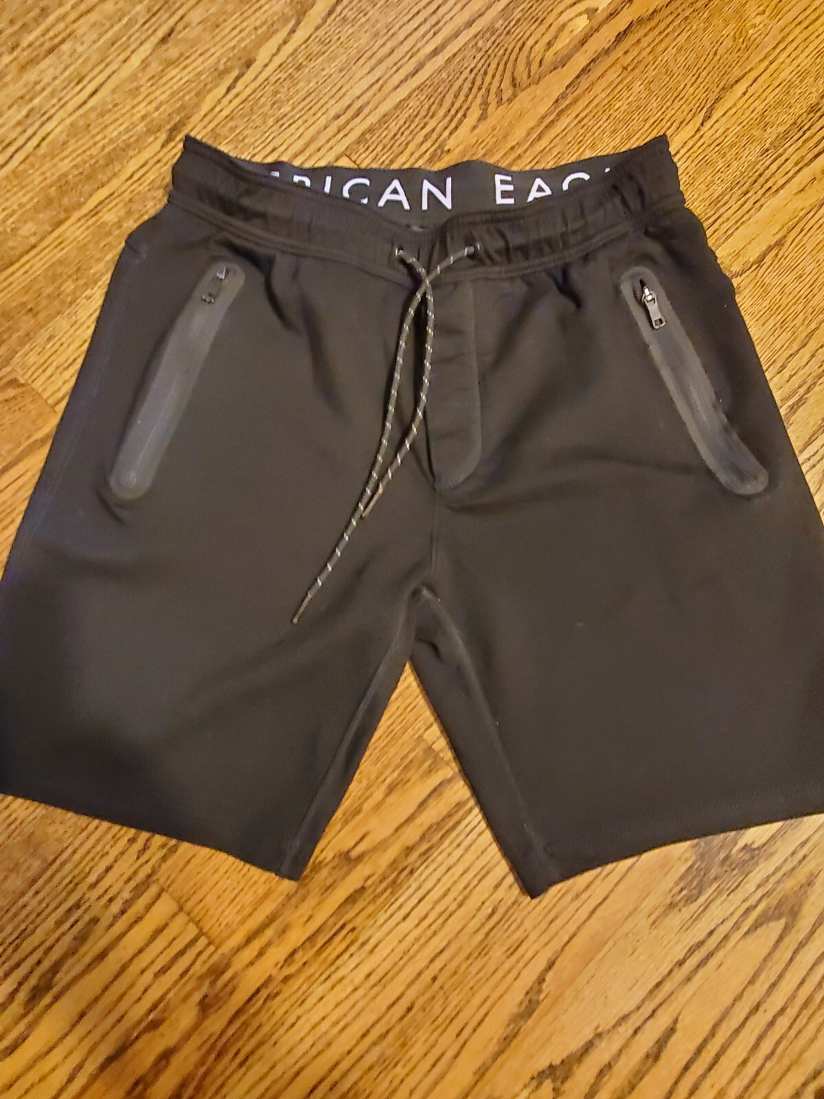 American Eagle Men's Shorts Size M Black Running Jogging Shorts Zip