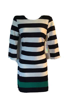 NWT~ALMOST FAMOST~SASSY STRIPE 3/4 SLEEVE DRESS~LADIES SZ:M
