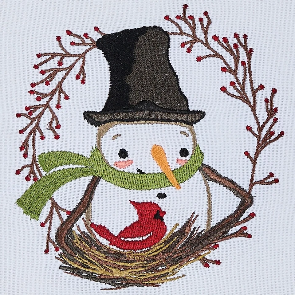 СНЕГОВИК И ЯГОДНЫЙ ВЕНОК БЛЮДО ПОЛОТЕНЦЕ, ПРИМИТИВ, СТРАНА, НОВЫЙ С ЯРЛЫКАМИ - Изображение 2 из 2