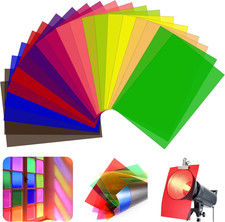 20 Pack Gel Light Filter Sheets, A4 Size Transparency Colored Plastic Sheets,Lig