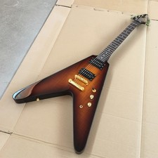 Sunburst V Shape Electric Guitar HH Pickups Mahogany Body Neck Gold Hardware