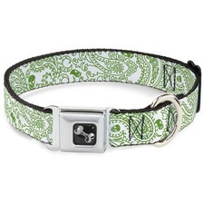 Dog Collar Bone Bandana/Skulls White/Irish Green Small 9.5-13"