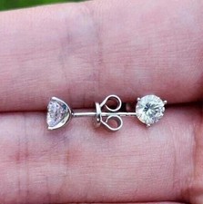 Daily Wear 1Ct Round Simulated Diamond 3 Prong Women Stud Earring 925 Silver