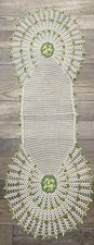 Vintage Hand Crochet Table Runner Dresser Scarf Rectangle Lace Doily 15x42 inch