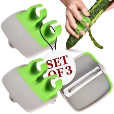 3Pack Hand Vegetable Fruit Palm Peeler w/ Rubber Finger Grips for Potato Carrot