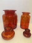 Large & Small Takahashi handblown Amberina Red Glass Canisters with Lids!! — photo 2