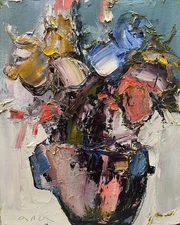 Original abstract painting oil on canvas board 8x10 in by Anastasiya Kimachenko