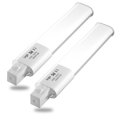 2 Pack 6W LED PL Retrofit Lamp G23 2 Pin Base Daylight 6000K CFL Replacement