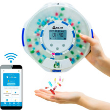 KLIM Smart 28 days Pill Dispenser Machine w/Alarm  WiFi App Monitoring Open Box