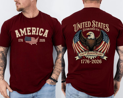 250 Years American Flag Bald Eagle 250th Anniversary USA Front & Back T-Shirt