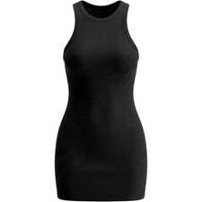 Zara Bodycon Dress Womens M Mini Racerback Stretch Little Black Sexy Club Event