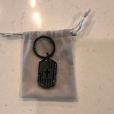 Black Metal Graduation Dog Tag Keychain w/ Keyring, Modern Era 1970-Now 