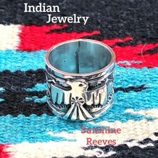 SUNSHINE REEVES Native American Thunderbird Ring Sterling Silver