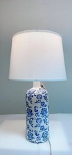 24.75" Blue Ceramic Table Lamp Classic Bedroom Living Room Nightstand LED Bulb