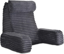 22" XL Back Pillow for Bed Sitting Up, Reading Pillow with Built-In Arms, Soft B