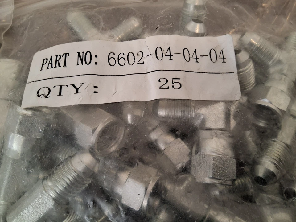 6602-04-04-04 1/4" FJIC SWIVEL TO 1/4" JIC TO 1/4" JIC TEE FITTINGS 50pcs - Image 3 of 4