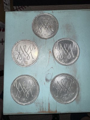 1692 Metal Coasters  Set of 5, 3  Diameter & Patterned Border, monogramed